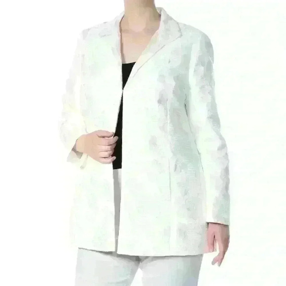 Kasper Women's Wide Lapel Velvet Jacquard Topper Size 6 - Picture 2 of 6